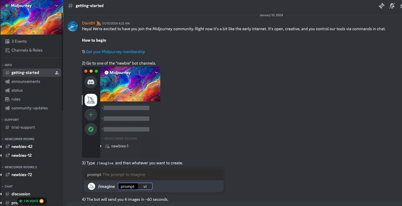 Midjourney's Discord server