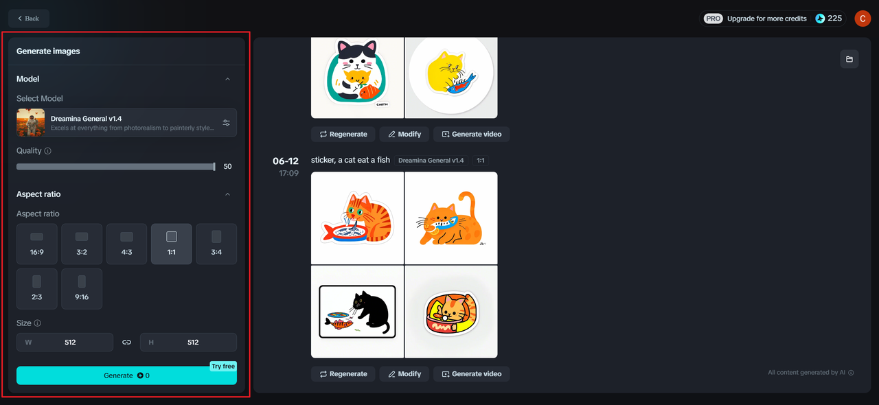 Generate stickers in 即梦AI