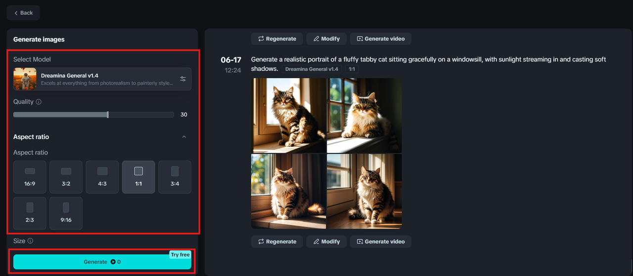generate portrait cat using 即梦AI